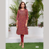 Liva Certified  Rayon kurti with Embroidery Work - MZ3001